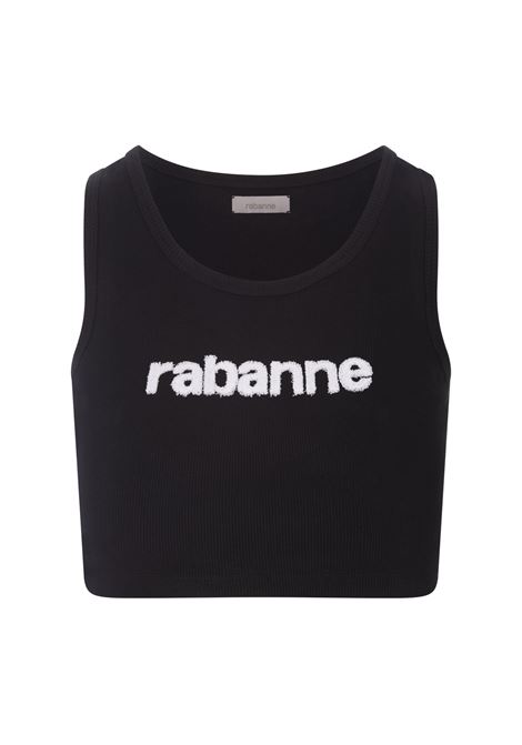 Black Crop Top With White Logo RABANNE | 24EJTE163CO0529P001