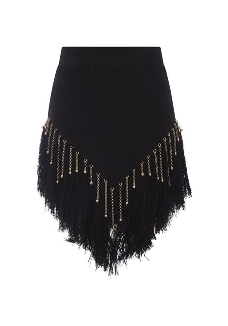 Black Woven Skirt With Knitted Beads And Feathers RABANNE | 24EMJU541ML0270P001