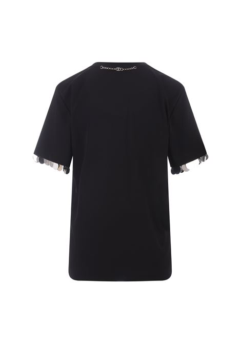Black T-Shirt With Sequins On Bottom Sleeve RABANNE | 24PJTE148VI0353P001