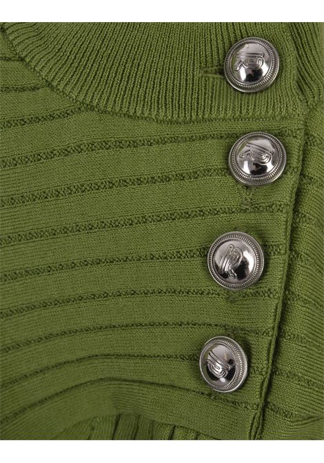 Green Ribbed Cotton Crew-Neck Sweater  RABANNE | 24PMPU258ML0268P395