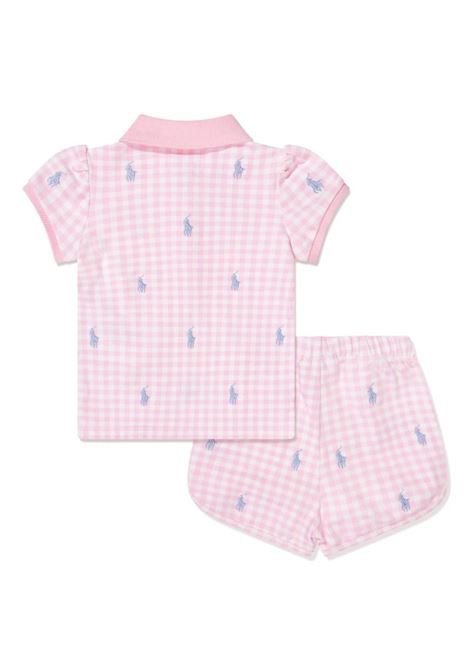 Pink Piqu? Polo and Shorts Set with Pony RALPH LAUREN KIDS | 310-936217001
