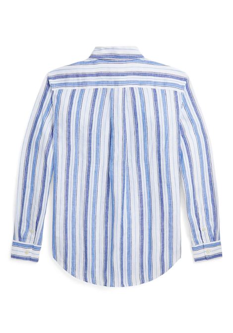 Blue and White Striped Linen Scottish Shirt RALPH LAUREN KIDS | 323-902178005