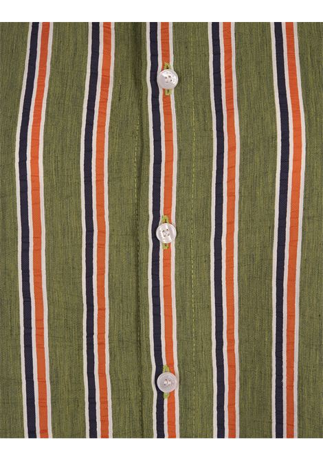 Green and Orange Striped Linen Blend Shirt STELLA JEAN | SS24SJC330B005