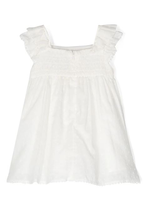 White Dress With Smock Stitch and Polka Dot Motif STELLA MCCARTNEY KIDS | TU1322-O0047101BC