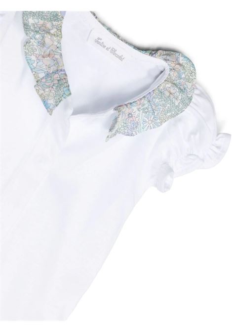 White Bodysuit With Green Liberty Collar TARTINE ET CHOCOLAT | TY1100001