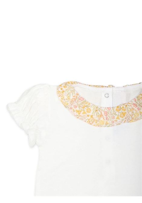 White Bodysuit With Yellow and Pink Liberty Collar TARTINE ET CHOCOLAT | TY1100132