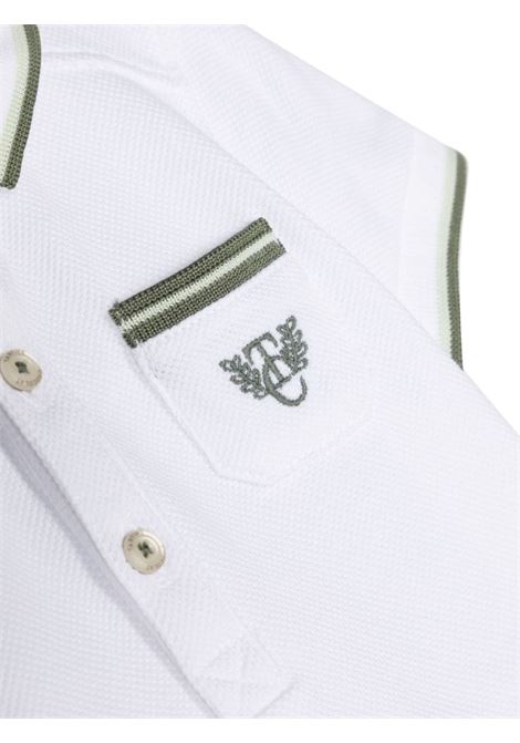 White and Green Short-Sleeved Polo Shirt With Monogram TARTINE ET CHOCOLAT | TY1105153