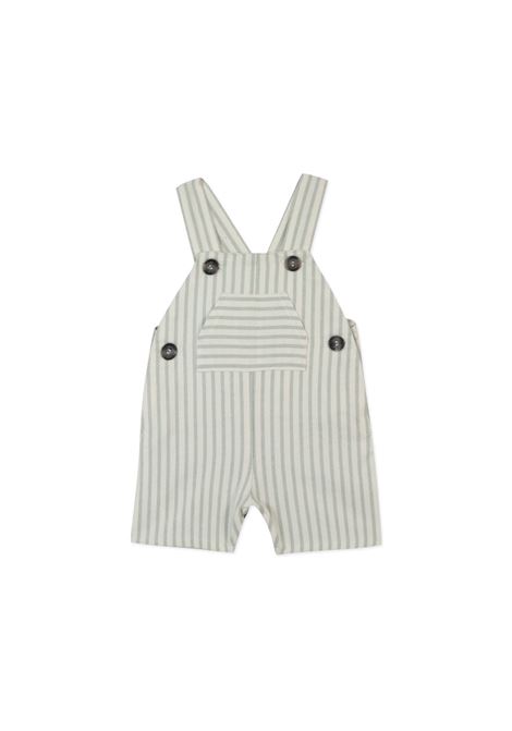 White and Green Striped Cotton Short Dungarees TARTINE ET CHOCOLAT | TY2108152