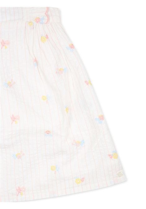 White Seersucker Sleeveless Dress With Embroidered Flowers TARTINE ET CHOCOLAT | TY3009101