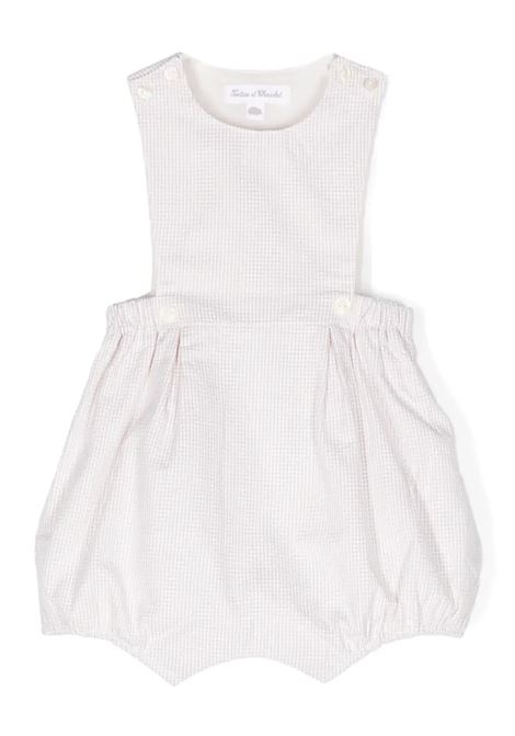 White and Beige Vichy Cotton Dungarees TARTINE ET CHOCOLAT | TY3300015