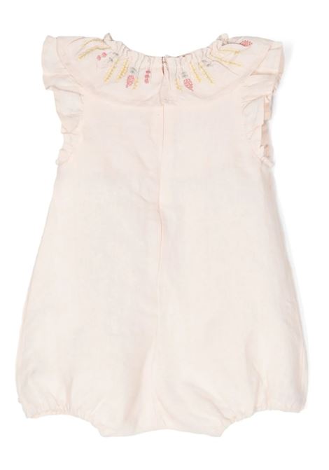 Pale Pink Linen Romper With Embroidery TARTINE ET CHOCOLAT | TY3303130