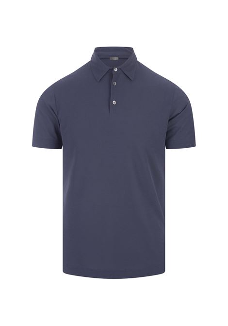Avio Blue Cotton Short-Sleeved Polo Shirt ZANONE | 811818-ZG380Z0908