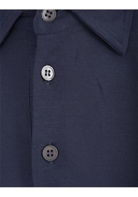 Avio Blue Cotton Short-Sleeved Polo Shirt ZANONE | 811818-ZG380Z0908