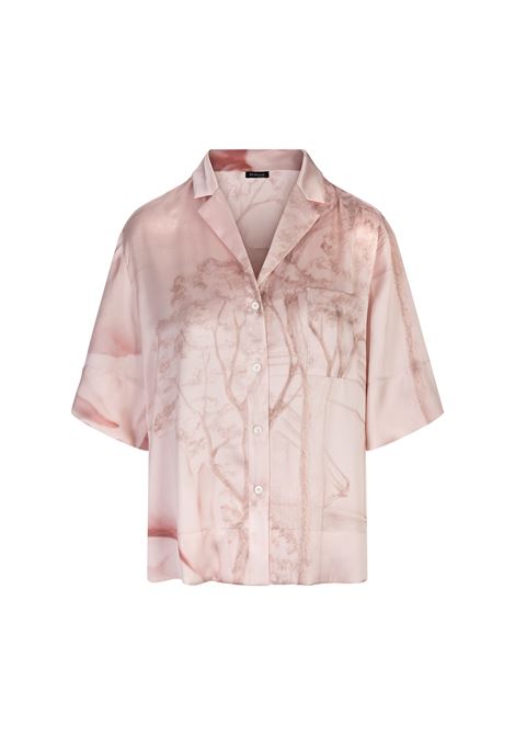 Camicia Bowling In Seta Rosa Stampata KITON | D58459K0926E11