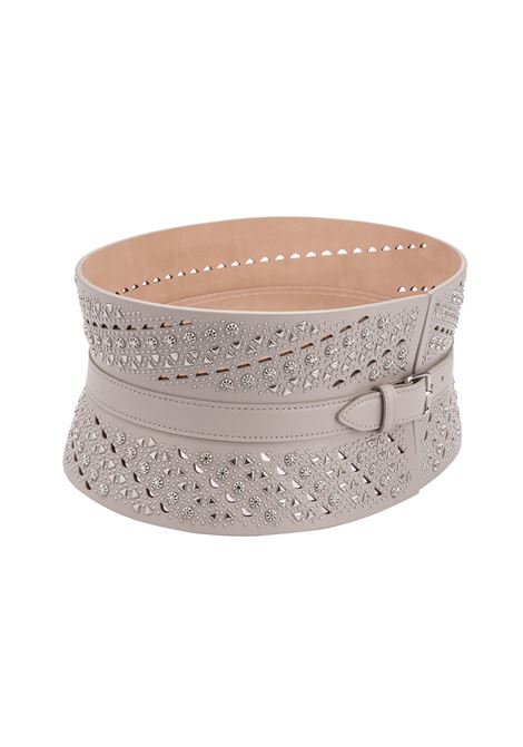 Corset Belt In Pearl Grey Leather With Micro Studs Pattern ALAIA | 9W1E082RCJ89C012