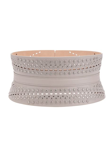 Corset Belt In Pearl Grey Leather With Micro Studs Pattern ALAIA | 9W1E082RCJ89C012