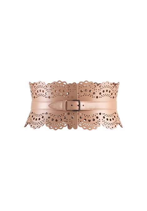 Bustier Belt in Sand Wave Vienne Leather ALAIA | AA1C082GC0A29124