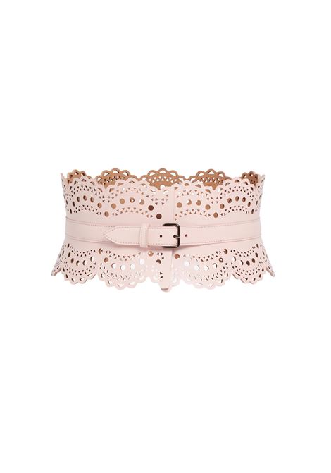 Bustier Belt in Pink Wave Vienne Leather ALAIA | AA1C082GC0A29420