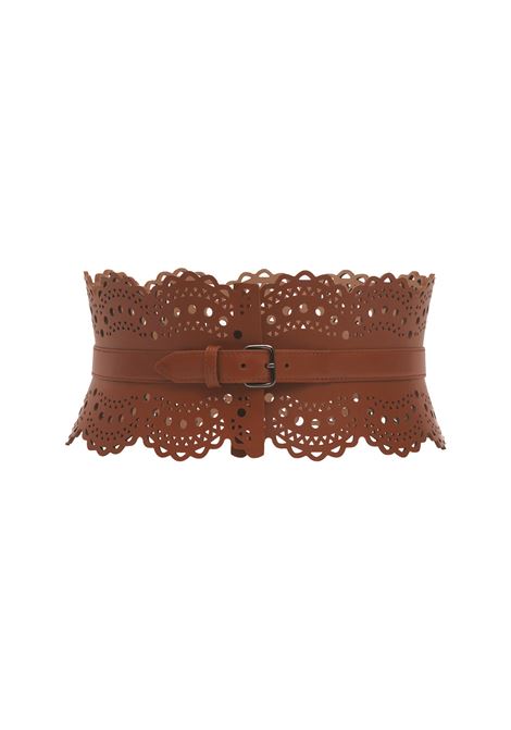 Bustier Belt in Cognac Wave Vienne Leather ALAIA | AA1C082GC0A29713