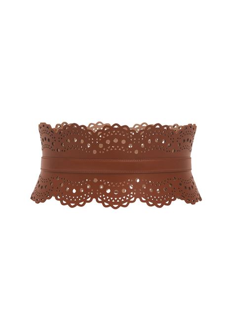 Bustier Belt in Cognac Wave Vienne Leather ALAIA | AA1C082GC0A29713