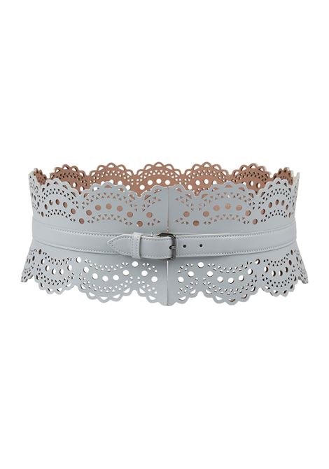 Grey-Green Perforated Leather Belt ALAIA | AA1C271MC0A29837