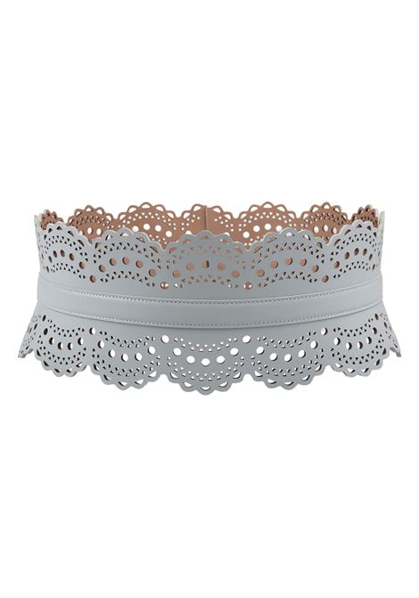 Grey-Green Perforated Leather Belt ALAIA | AA1C271MC0A29837