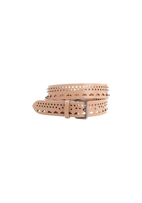 Sand Perforated Leather Belt ALAIA | AA1C313MC0A30124