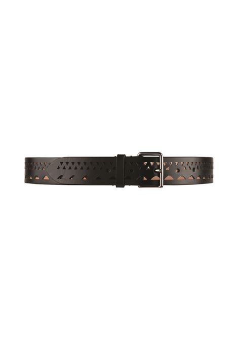 Black Vienne Wavy Leather Thin Belt ALAIA | AA1C313MC0A30999