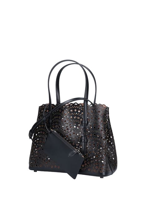 Mina 25 Tote Bag In Black Wave Vienne Leather ALAIA | AA1S06725C0A44999