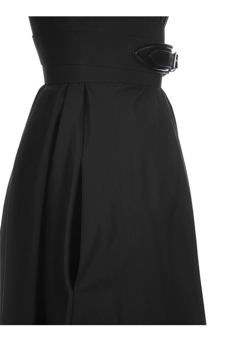 Abito Midi In Popeline Nero Con Cintura Incrociata ALAIA | AA9R12274T001999