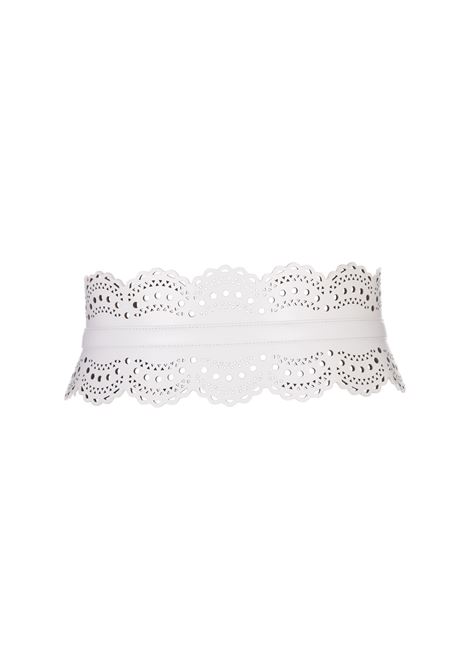 Bustier Belt in White Wave Vienne Leather ALAIA | AA1C082GC0A29010