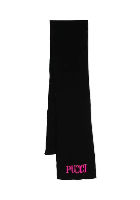 Sciarpa a Coste Nera Con Logo Fucsia EMILIO PUCCI JUNIOR | Sciarpe e foulard | PV0A93-Z2362930