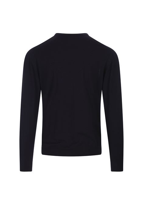 Navy Blue Wool V-Neck Pullover FEDELI | 070116