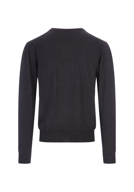 Anthracite Wool V-Neck Pullover FEDELI | 070112