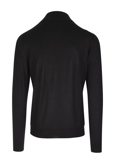 Dark Blue Half-Zip Favonio Pullover In Silk and Cashmere FEDELI | 071229