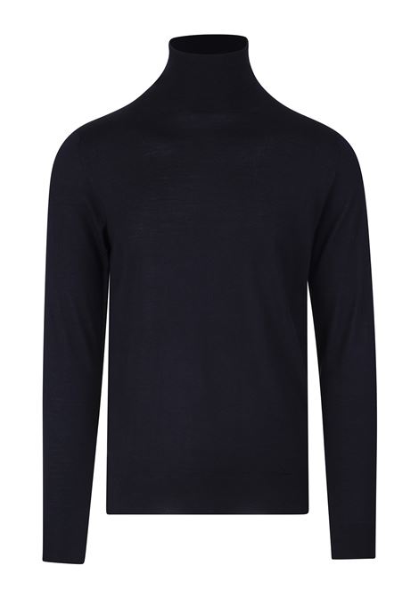 Night Blue Silk and Cashmere Derby Turtleneck FEDELI | 0712413