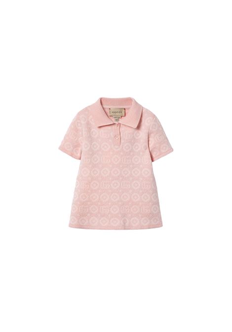 Abito In Viscosa Di Lana Rosa Con Doppia G GUCCI KIDS | vestitini e tutine | 793248-XKD3Z5903