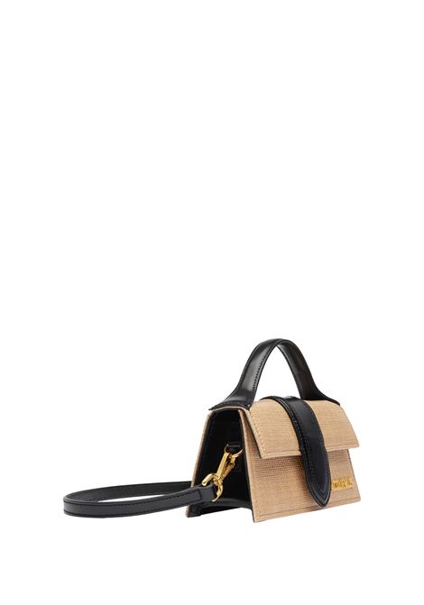 Borsa Il Bambino Mini In Pelle Nera e Rafia Naturale JACQUEMUS | 213BA006-32151FY