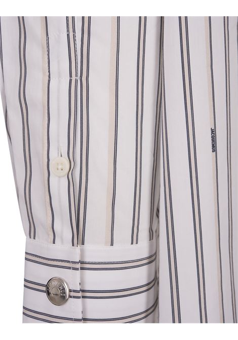 La Chemise Manches Longues In Print Beige Strip JACQUEMUS | 245SH070-11401FE