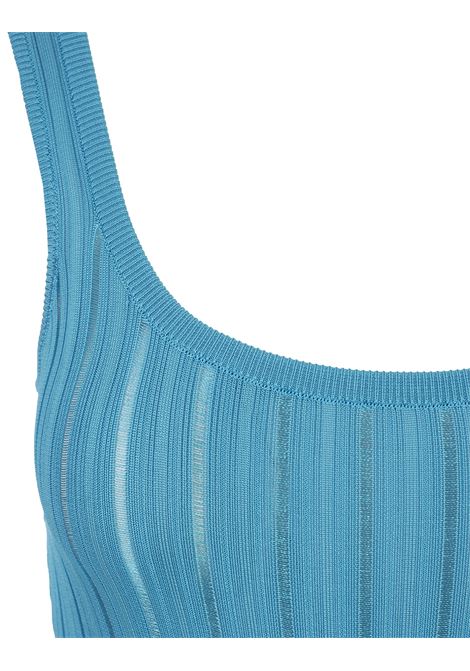 Shiny Crinoline Tank Bodysuit In Blue ALAIA | AA9B02194M712556