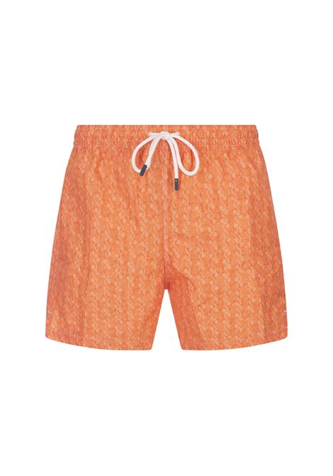 Orange Swim Shorts With Micro Pattern FEDELI | 00318-C099285