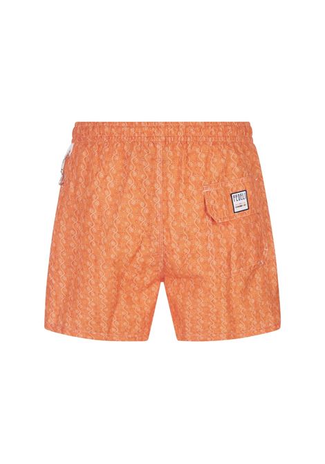 Orange Swim Shorts With Micro Pattern FEDELI | 00318-C099285