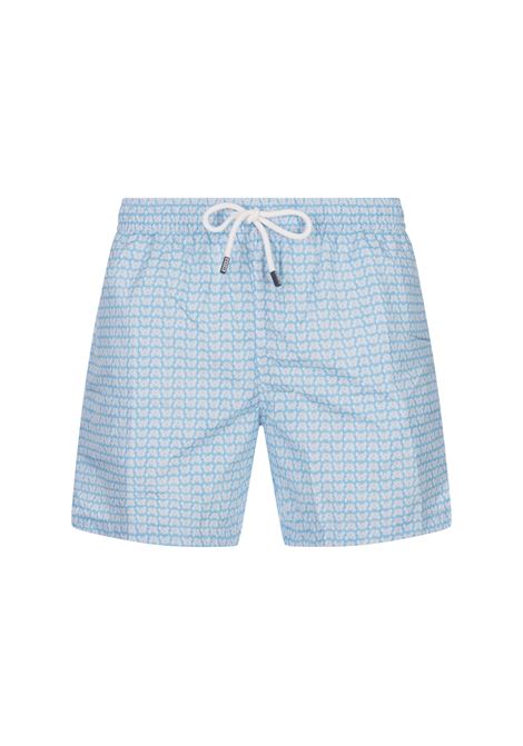 Light Blue Swim Shorts With Crab Pattern FEDELI | 00318-C099601