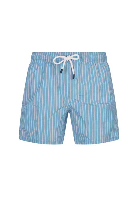 Light Blue Striped Swim Shorts FEDELI | 00318-C099915