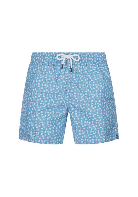 Sky Blue Swim Shorts With Micro Daisy Pattern FEDELI | 00318-C100001