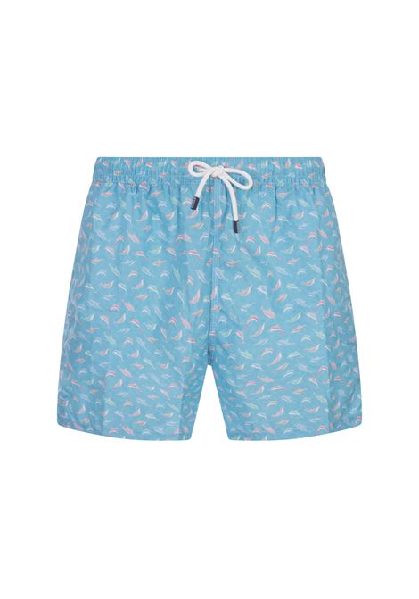 Light Blue Swim Shorts With Multicolour Dolphin Pattern FEDELI | 00318-C100924