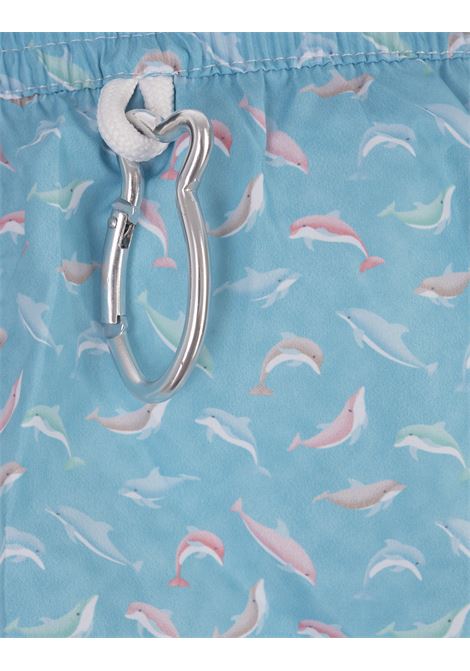 Light Blue Swim Shorts With Multicolour Dolphin Pattern FEDELI | 00318-C100924