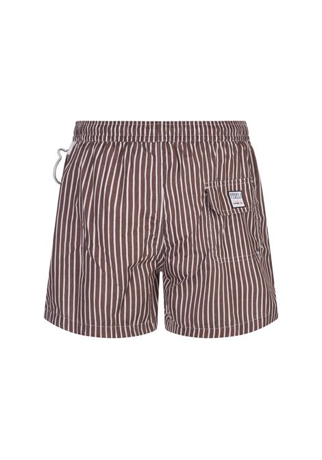 White and Brown Striped Swim Shorts FEDELI | 00318-I1753420