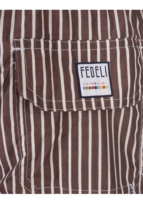 White and Brown Striped Swim Shorts FEDELI | 00318-I1753420