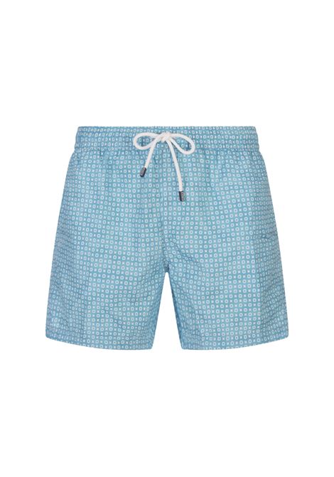 Turquoise Swim Shorts With Micro Pattern FEDELI | 00318-I175361